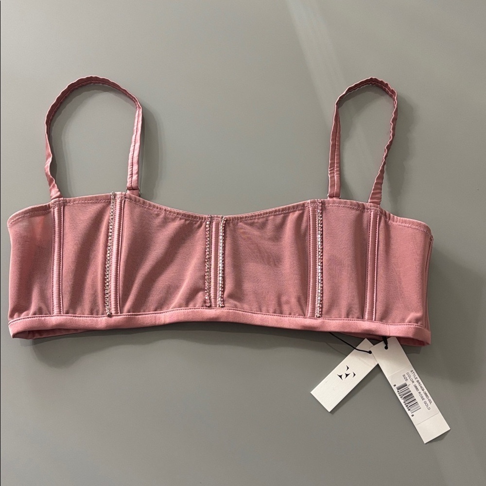 Fleur Du Mal Brilliant Boned Rhinestone Bralette Pink Women’s Size Large NWT! - Picture 5 of 15